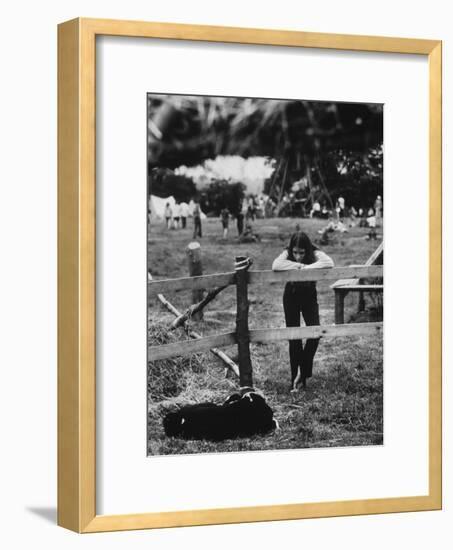 Young Girl Attending Woodstock Music Festival-John Dominis-Framed Photographic Print