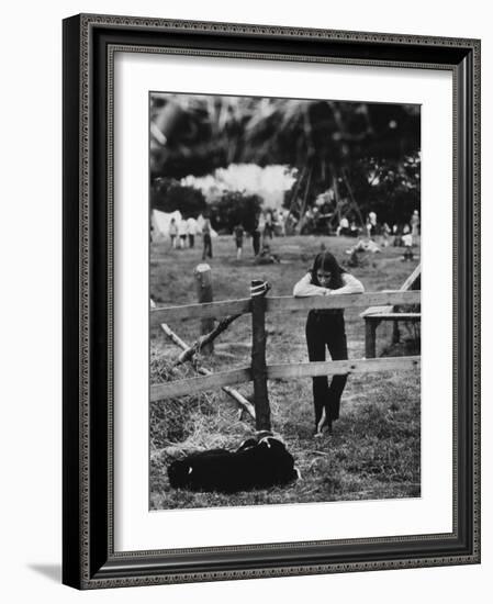 Young Girl Attending Woodstock Music Festival-John Dominis-Framed Photographic Print