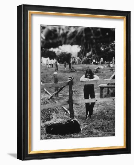 Young Girl Attending Woodstock Music Festival-John Dominis-Framed Photographic Print