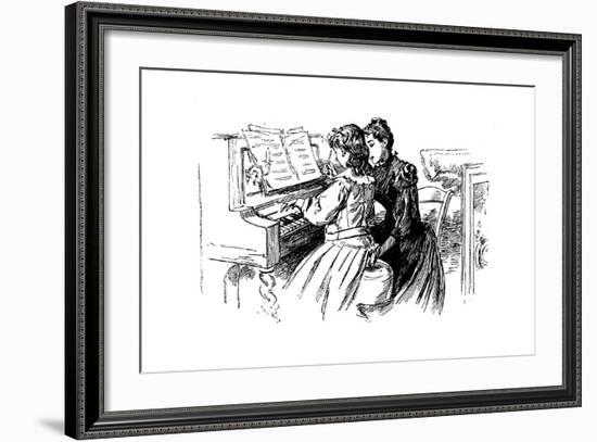 Young Girl Being Given a Piano Lesson, Paris, 1889-null-Framed Giclee Print