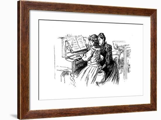 Young Girl Being Given a Piano Lesson, Paris, 1889-null-Framed Giclee Print