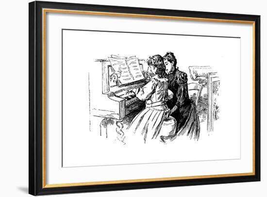 Young Girl Being Given a Piano Lesson, Paris, 1889-null-Framed Giclee Print