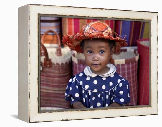 Young Girl Beside a Road-Side Stall Near Antananarivo, Capital of Madagascar-Nigel Pavitt-Framed Premier Image Canvas
