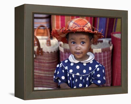 Young Girl Beside a Road-Side Stall Near Antananarivo, Capital of Madagascar-Nigel Pavitt-Framed Premier Image Canvas