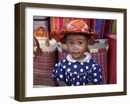 Young Girl Beside a Road-Side Stall Near Antananarivo, Capital of Madagascar-Nigel Pavitt-Framed Photographic Print