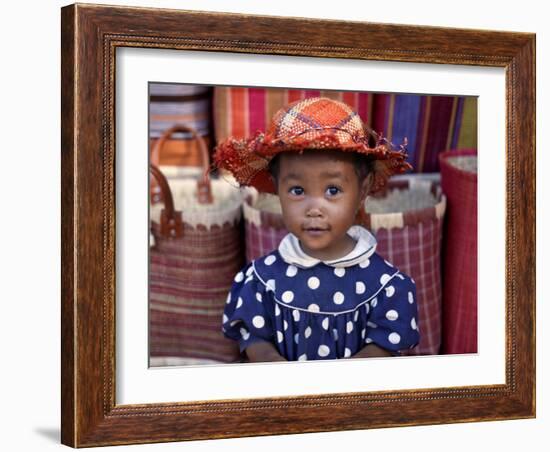 Young Girl Beside a Road-Side Stall Near Antananarivo, Capital of Madagascar-Nigel Pavitt-Framed Photographic Print