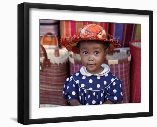 Young Girl Beside a Road-Side Stall Near Antananarivo, Capital of Madagascar-Nigel Pavitt-Framed Photographic Print