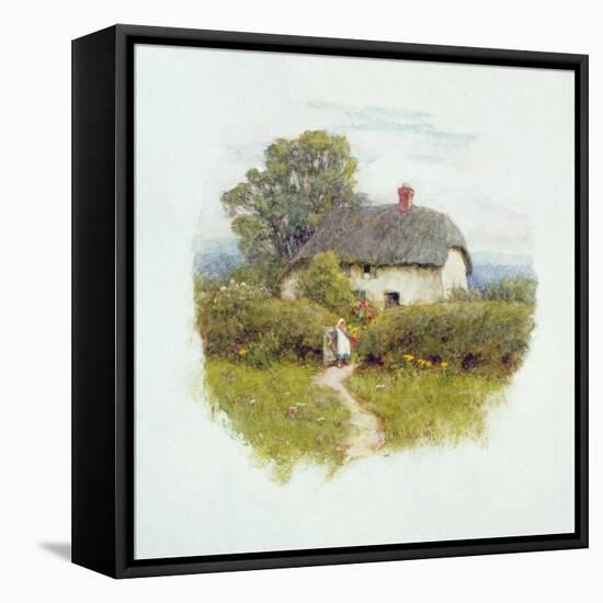 Young Girl by the Cottage Gate-Helen Allingham-Framed Premier Image Canvas