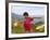 Young Girl Carrying Shoulder Pole with Straw Hats, China-Keren Su-Framed Photographic Print