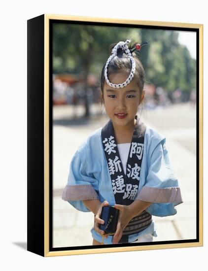 Young Girl, Child Dressed in Yukata, Traditional Dress, Kyoto, Honshu, Japan-null-Framed Premier Image Canvas