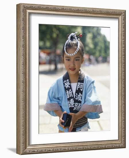 Young Girl, Child Dressed in Yukata, Traditional Dress, Kyoto, Honshu, Japan-null-Framed Photographic Print