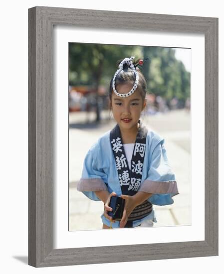 Young Girl, Child Dressed in Yukata, Traditional Dress, Kyoto, Honshu, Japan-null-Framed Photographic Print