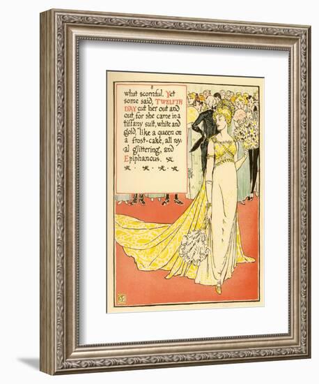 Young Girl Costumed In A Gorgeous Gown-Walter Crane-Framed Art Print