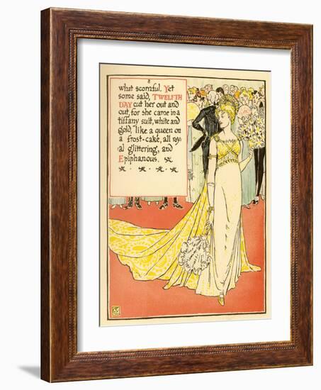 Young Girl Costumed In A Gorgeous Gown-Walter Crane-Framed Art Print