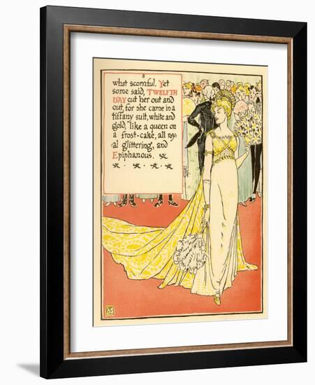 Young Girl Costumed In A Gorgeous Gown-Walter Crane-Framed Art Print