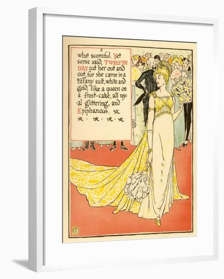 Young Girl Costumed In A Gorgeous Gown-Walter Crane-Framed Art Print