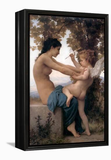 Young Girl Defending Herself Against Cupid-William Adolphe Bouguereau-Framed Stretched Canvas