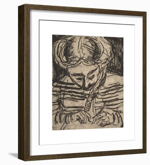 Young Girl Drawing-Ernst Ludwig Kirchner-Framed Premium Giclee Print