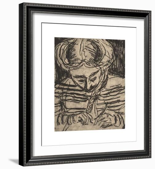 Young Girl Drawing-Ernst Ludwig Kirchner-Framed Premium Giclee Print