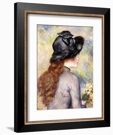 Young Girl Holding a Bouquet of Tulips, C.1878-Pierre-Auguste Renoir-Framed Giclee Print