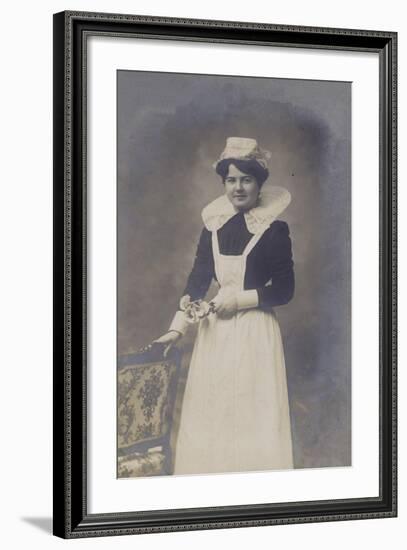 Young Girl, Holding a Small Bunch of Flowers-null-Framed Giclee Print