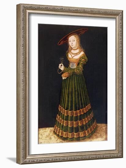 Young Girl Holding Flowers, 1526-Lucas Cranach the Elder-Framed Giclee Print