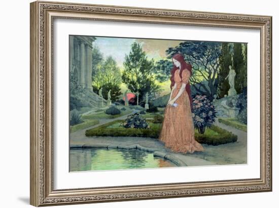 Young Girl in a Garden-Eugene Grasset-Framed Giclee Print