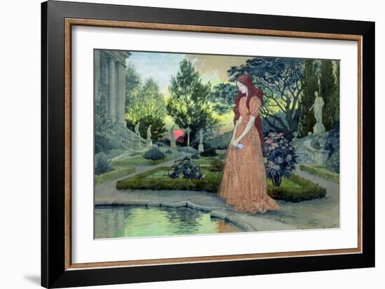 Young Girl in a Garden-Eugene Grasset-Framed Giclee Print