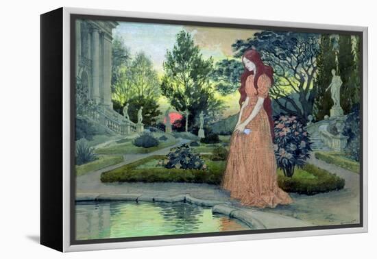 Young Girl in a Garden-Eugene Grasset-Framed Premier Image Canvas