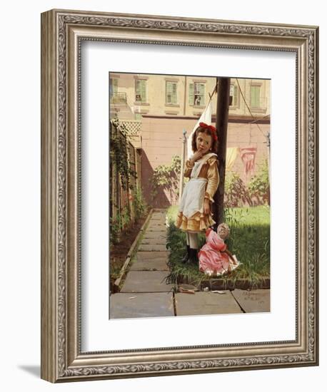 Young Girl in a New York Garden, 1871-John George Brown-Framed Giclee Print