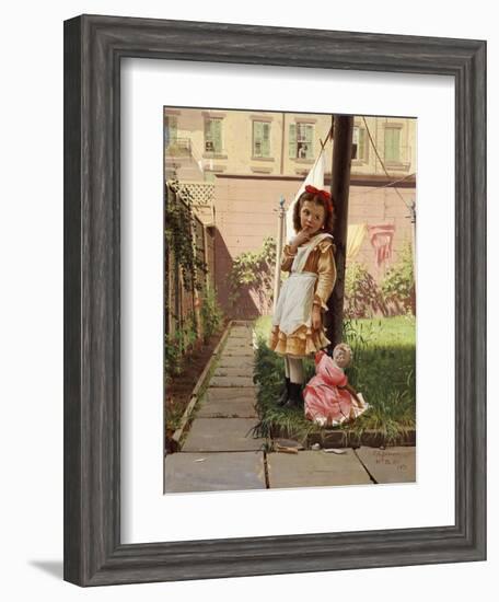 Young Girl in a New York Garden, 1871-John George Brown-Framed Giclee Print