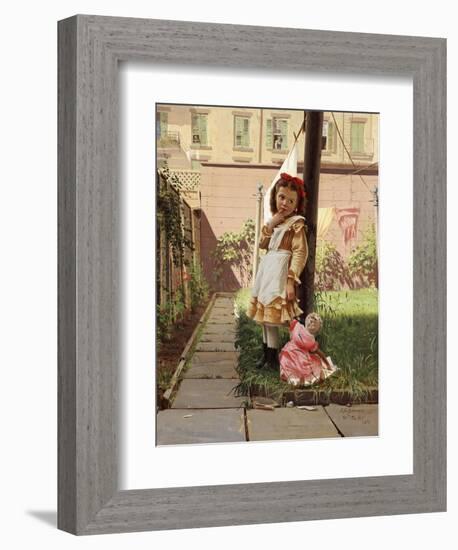 Young Girl in a New York Garden, 1871-John George Brown-Framed Giclee Print