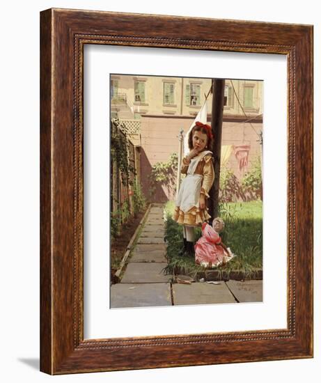 Young Girl in a New York Garden, 1871-John George Brown-Framed Giclee Print