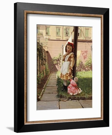 Young Girl in a New York Garden, 1871-John George Brown-Framed Giclee Print