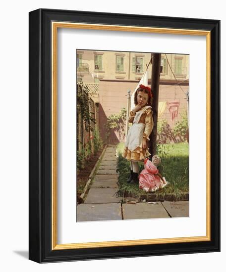 Young Girl in a New York Garden, 1871-John George Brown-Framed Giclee Print