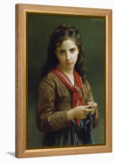 Young Girl Knitting, 1874-William Adolphe Bouguereau-Framed Premier Image Canvas