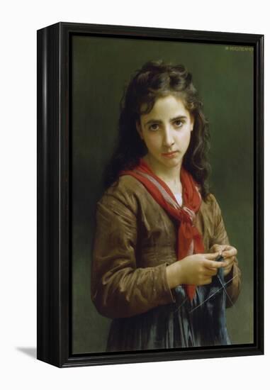 Young Girl Knitting, 1874-William Adolphe Bouguereau-Framed Premier Image Canvas