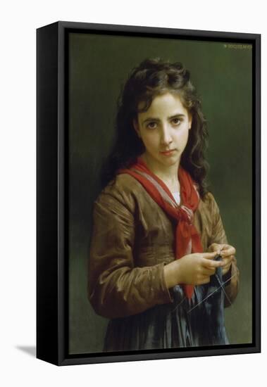 Young Girl Knitting, 1874-William Adolphe Bouguereau-Framed Premier Image Canvas