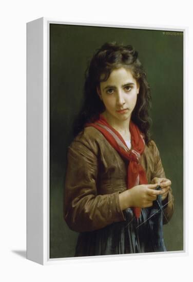 Young Girl Knitting, 1874-William Adolphe Bouguereau-Framed Premier Image Canvas