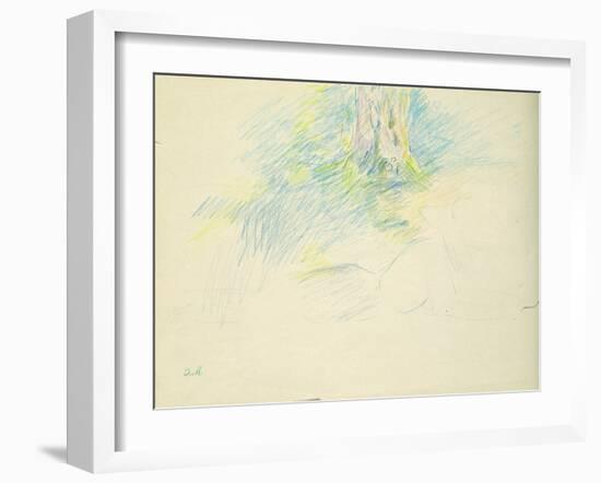 Young Girl Lying Down under a Tree, 1891 (Coloured Pencil on Paper)-Berthe Morisot-Framed Giclee Print