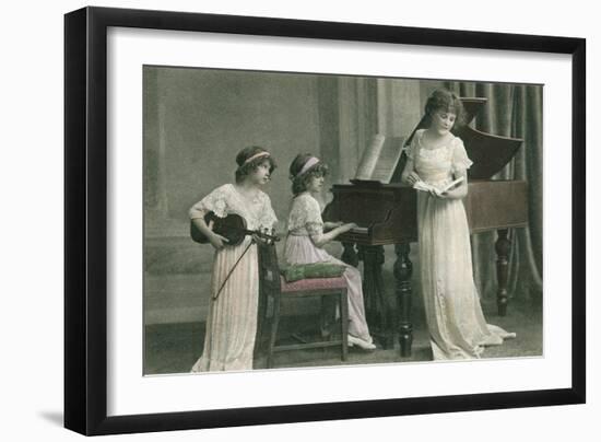 Young Girl Music Recital-null-Framed Art Print