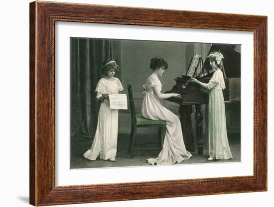 Young Girl Music Recital-null-Framed Art Print