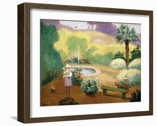 Young Girl Near the Fountain-Henri Lebasque-Framed Giclee Print