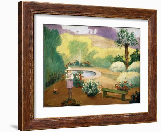 Young Girl Near the Fountain-Henri Lebasque-Framed Giclee Print