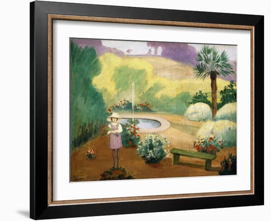 Young Girl Near the Fountain-Henri Lebasque-Framed Giclee Print