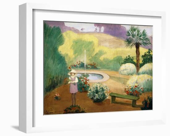 Young Girl Near the Fountain-Henri Lebasque-Framed Giclee Print