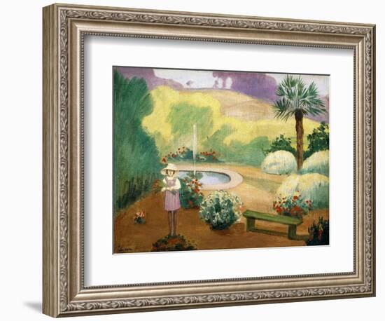 Young Girl Near the Fountain-Henri Lebasque-Framed Giclee Print