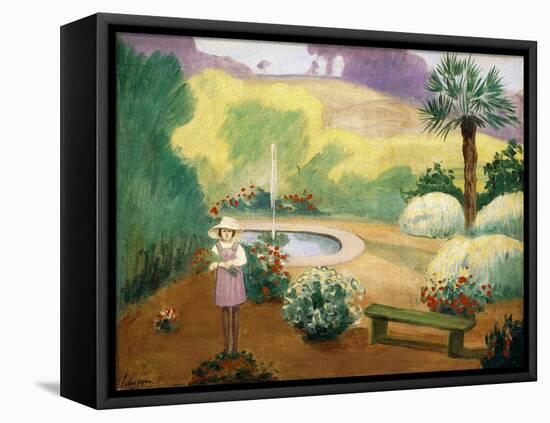 Young Girl Near the Fountain-Henri Lebasque-Framed Premier Image Canvas