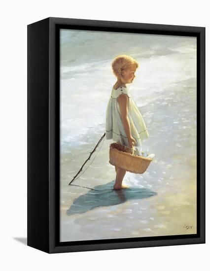 Young Girl on a Beach-I Davidi-Framed Stretched Canvas