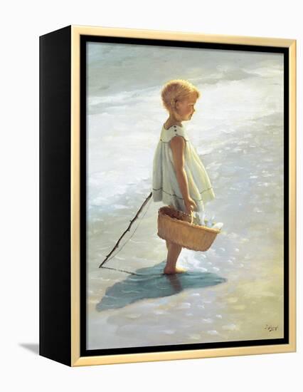 Young Girl on a Beach-I Davidi-Framed Stretched Canvas